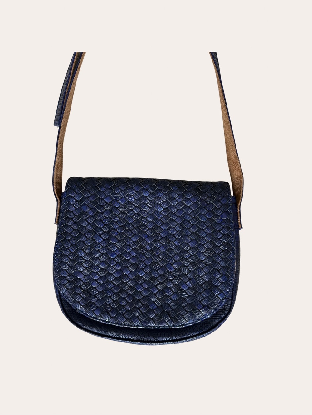 Anthropologie Deux Lux Blue Woven Crossbody Saddle Bag Purse